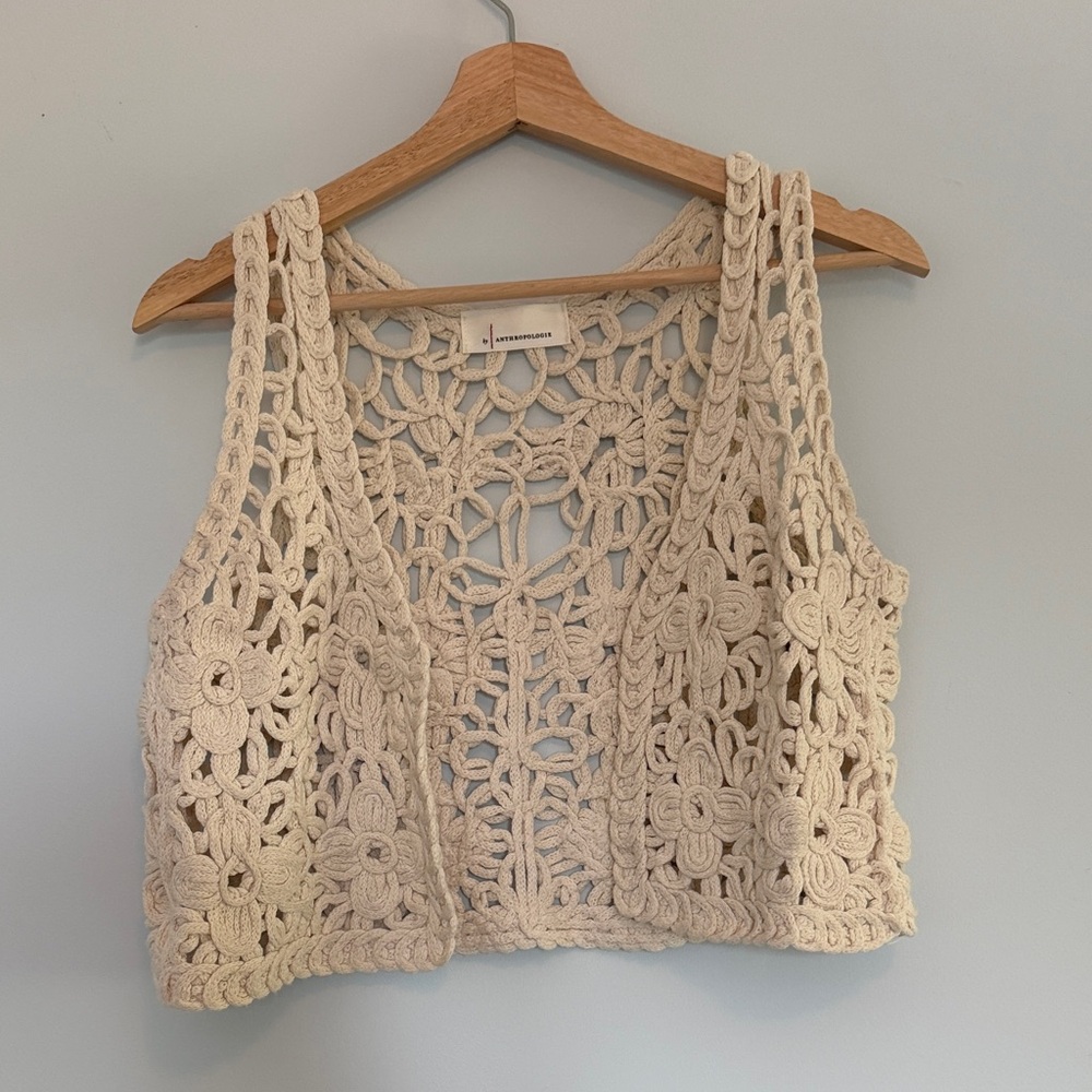 Anthropologie Crochet Floral Tank Top Vest -